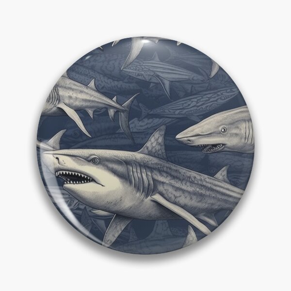 Item preview, Shark in the Sea Pattern: Dive into Adventure with Aquatic Elegance designed and sold by pixeldizajn.