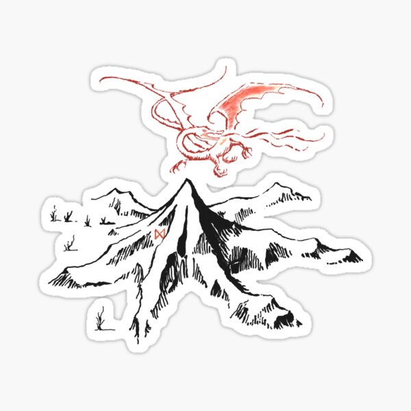 Item preview, Red Dragon Above A Single Solitary Peak designed and sold by ElzinaLovato.