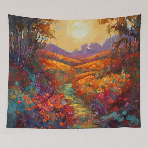 Item preview, Impressionism countryside sunset designed and sold by Red Witch Art.