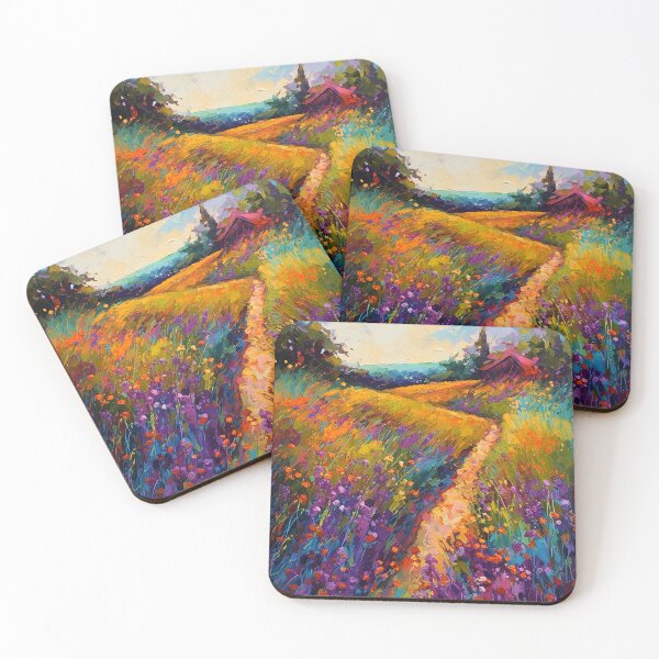 Item preview, Impressionism countryside sunset 1 designed and sold by Red Witch Art.