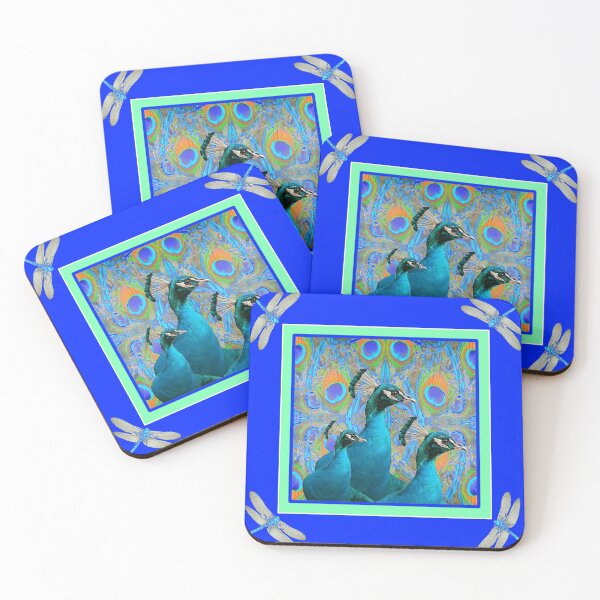 Item preview, BLUE PEACOCKS DRAGONFLIES BLUE ART designed and sold by sharlesart.