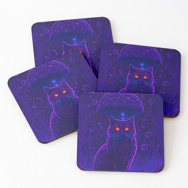 Item preview, Cosmic Cat, Trippy neon cat art, designed and sold by ZenStickConcept.