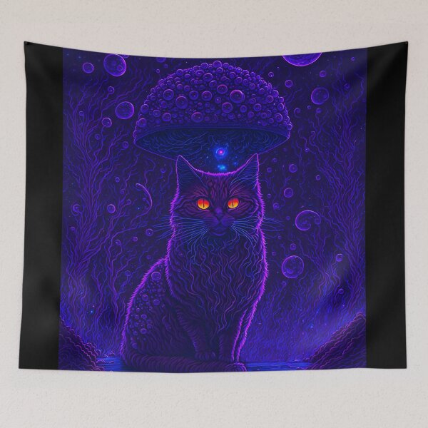 Item preview, Cosmic Cat, Trippy neon cat art, designed and sold by ZenStickConcept.
