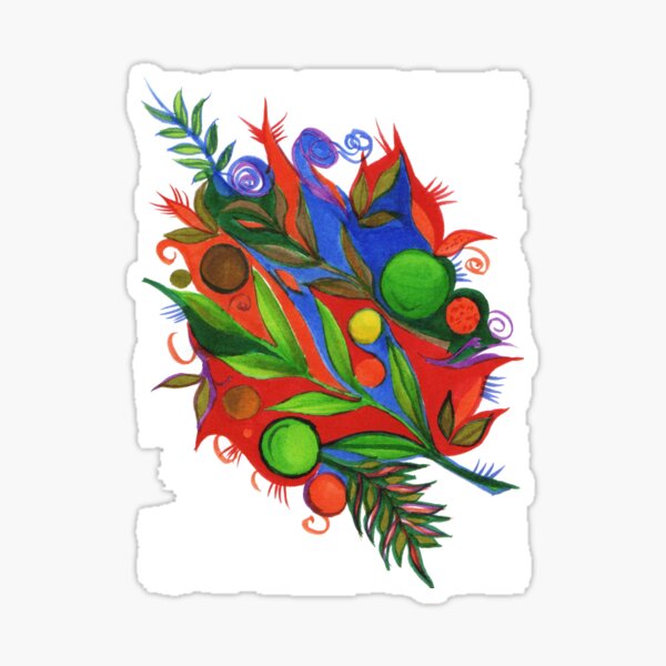 Item preview, Fiery tree of leaves, flowers and branches I abstract designed and sold by kunstunddesign.