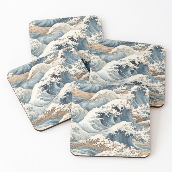 Item preview, The Great Wave Kanagawa Pattern - Smooth Watercolor Illustration in Muted Tones designed and sold by stateofhuman.