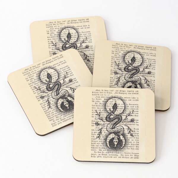 Item preview, Celestial snakes on a vintage page art designed and sold by Julianum.