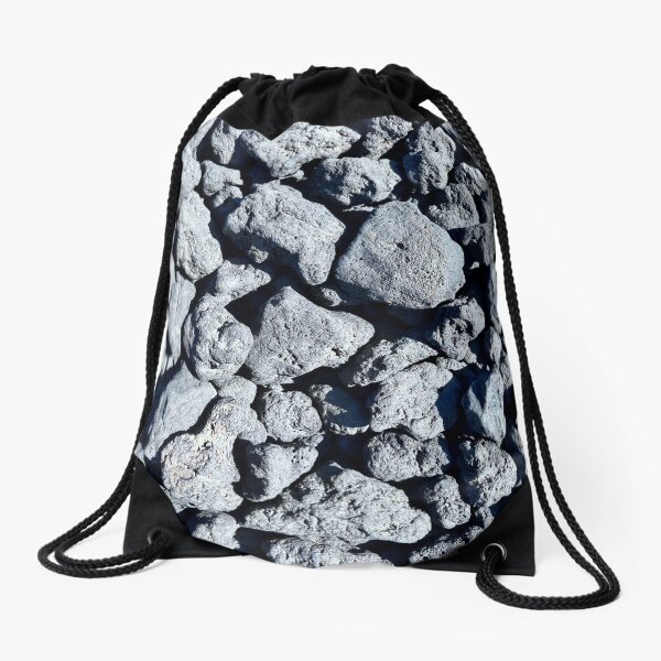Grey Vulcanic Rocks of Tenerife | Natural pattern | Black & Grey Drawstring Bag