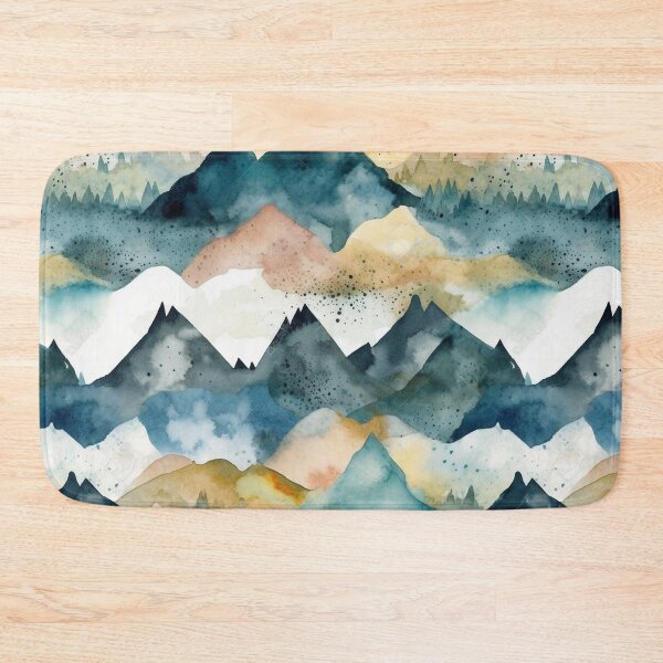 Item preview, Watercolor Mountain Peaks Pattern - Whimsical Blues and Beige Scenery designed and sold by stateofhuman.