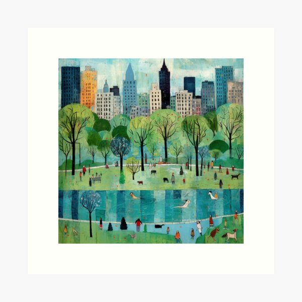 Item preview, Summer Day in Iconic Central Park, NYC, Art Brut Style designed and sold by EpicFoxArt.