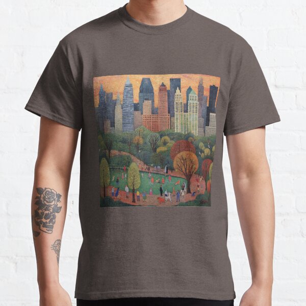 Sonnenuntergang im ikonischen Central Park, NYC, Art Brut-Stil Classic T-Shirt