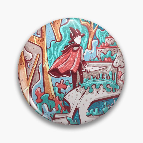 Item preview, Ilustración de fantasía de un héroe en un impermeable caminando por los escalofriantes pasos místicos en el bosque. designed and sold by xiukab.