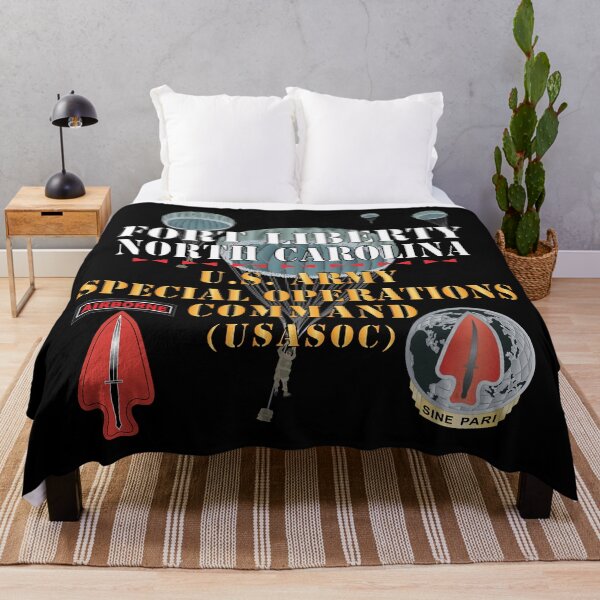 Item preview, Army - Fort Liberty North Carolina - US Army Special Operations Command (USASOC) - SSI - DUI w 3 Parachutes X 300 designed and sold by Military Insignia Products.