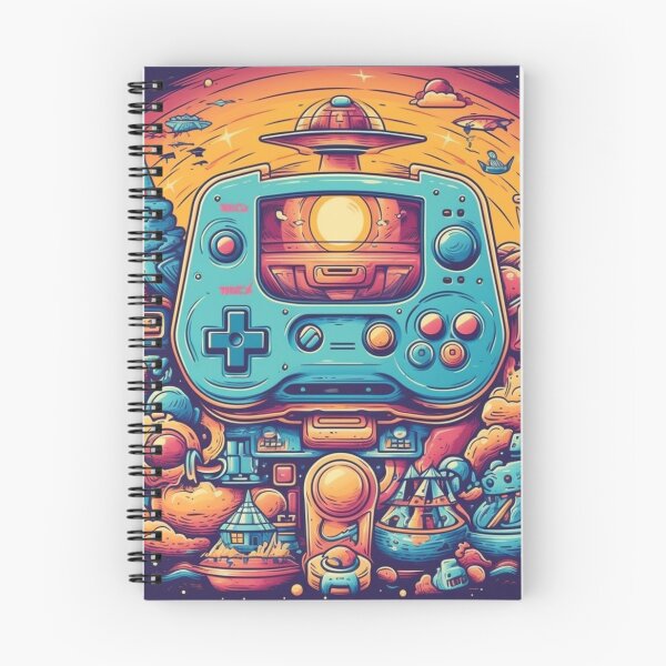 Item preview, Retro Arcade Skies: Colorful 2D Illustration of Video Game Controller and Spaceships in the Sky - Massurrealism, Cabincore, NeoGeo Influences designed and sold by Bee Happy Creative™.