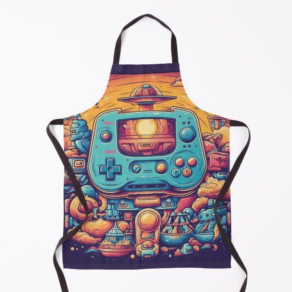Item preview, Retro Arcade Skies: Colorful 2D Illustration of Video Game Controller and Spaceships in the Sky - Massurrealism, Cabincore, NeoGeo Influences designed and sold by Bee Happy Creative™.