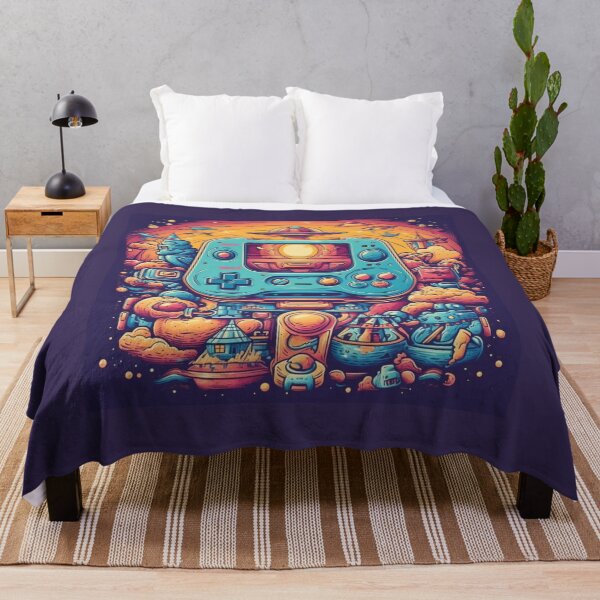Item preview, Retro Arcade Skies: Colorful 2D Illustration of Video Game Controller and Spaceships in the Sky - Massurrealism, Cabincore, NeoGeo Influences designed and sold by Bee Happy Creative™.