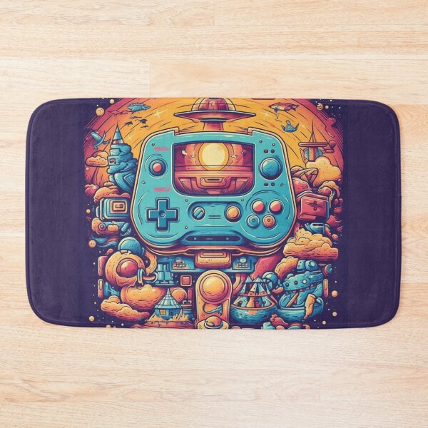 Item preview, Retro Arcade Skies: Colorful 2D Illustration of Video Game Controller and Spaceships in the Sky - Massurrealism, Cabincore, NeoGeo Influences designed and sold by Bee Happy Creative™.