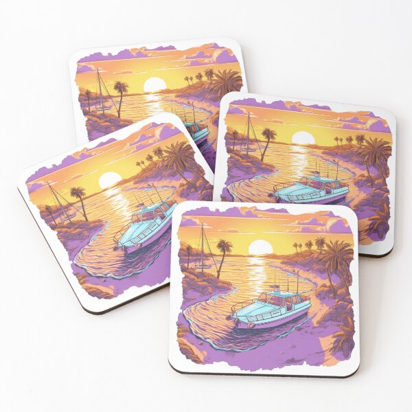 Item preview, Sunset Yacht Harbor: Retro T-Shirt Design designed and sold by SynthPrint.