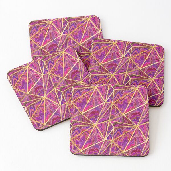 Item preview, Abstract purple, gold and blue low polygonal 3d psychedelic pattern designed and sold by Osting.