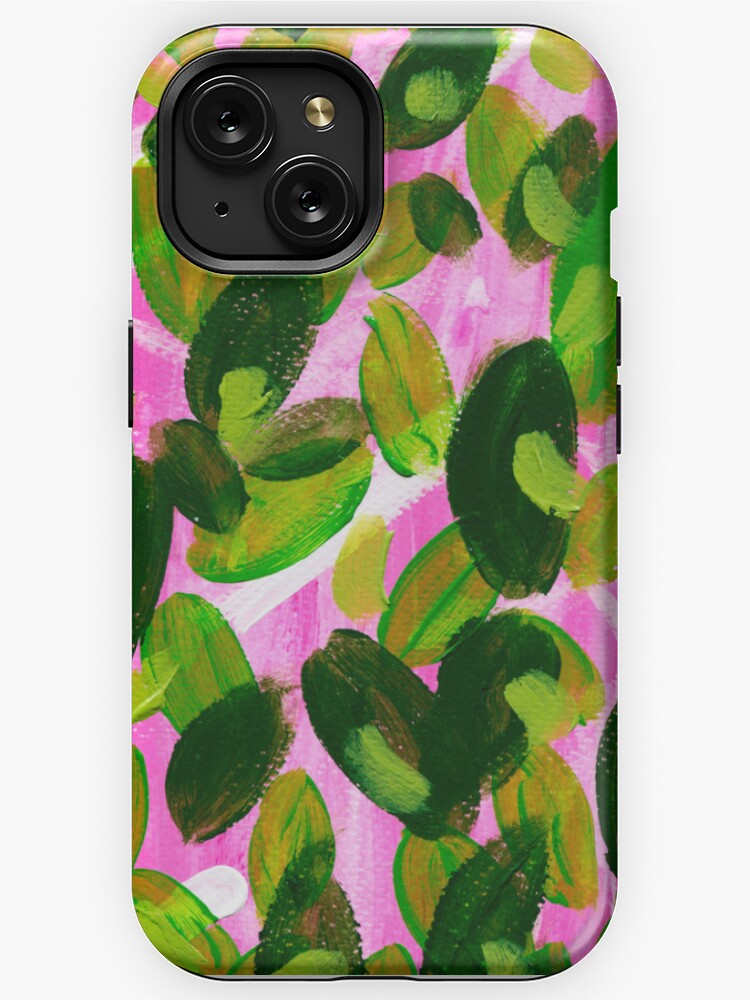 Thumbnail 1 of 4, iPhone Case, Leaves on Pink designed and sold by saaratani.