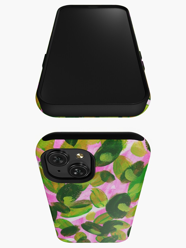 Thumbnail 3 of 4, iPhone Case, Leaves on Pink designed and sold by saaratani.