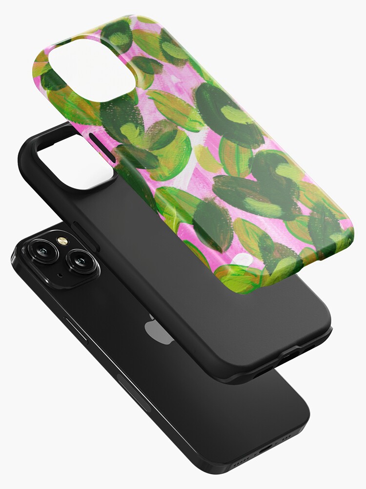 Thumbnail 2 of 4, iPhone Case, Leaves on Pink designed and sold by saaratani.