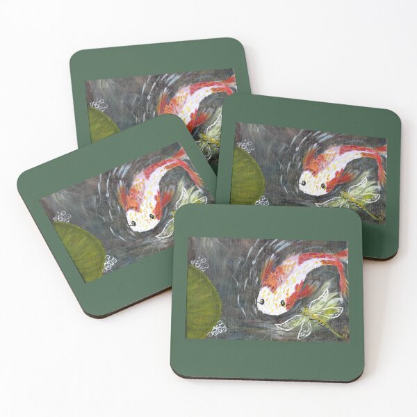 Item preview, Koi and Dragonfly Art Piece designed and sold by RhondaLily.