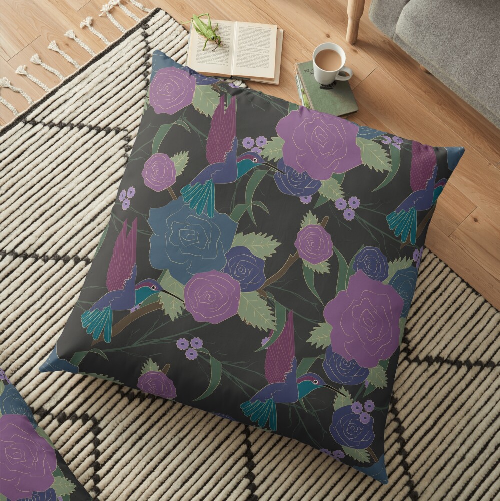Dark Roses Floor Pillow