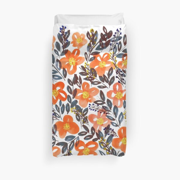 hand painted flowers Duvet Cover