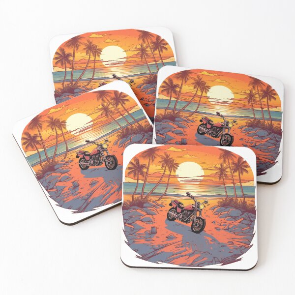 Item preview, Sunset Beach Ride: Retro Motorcycle T-Shirt Design designed and sold by SynthPrint.