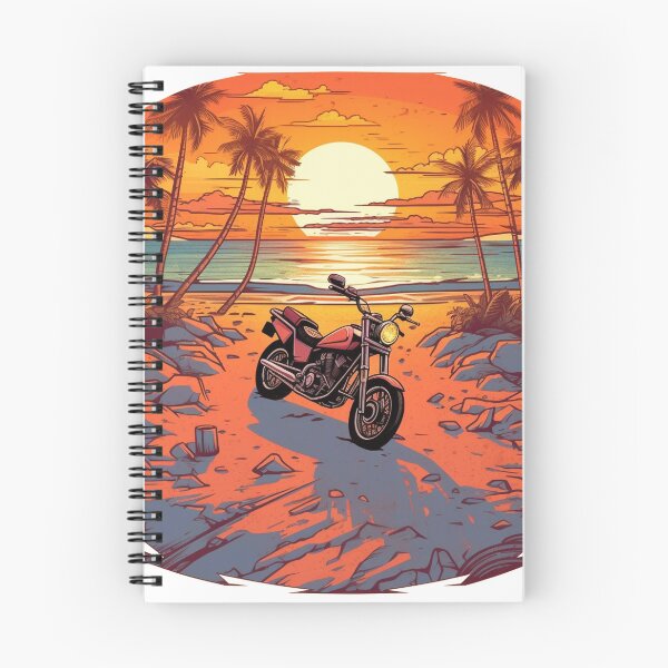 Item preview, Sunset Beach Ride: Retro Motorcycle T-Shirt Design designed and sold by SynthPrint.