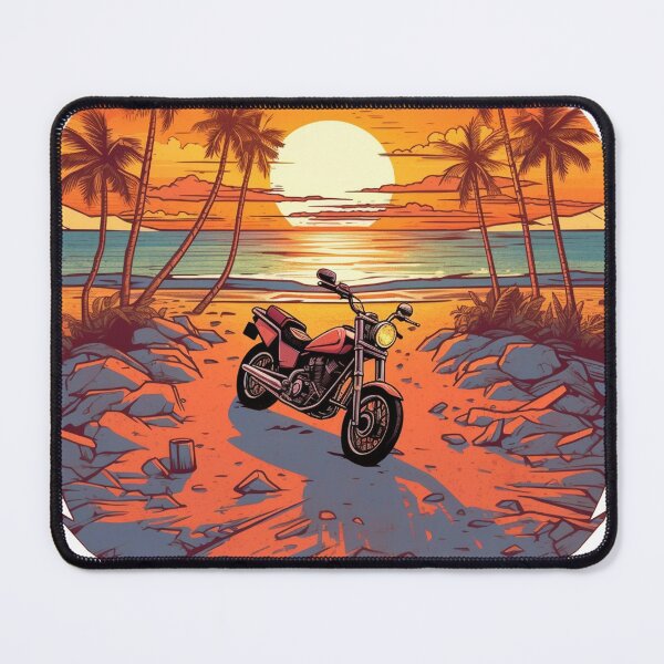 Item preview, Sunset Beach Ride: Retro Motorcycle T-Shirt Design designed and sold by SynthPrint.