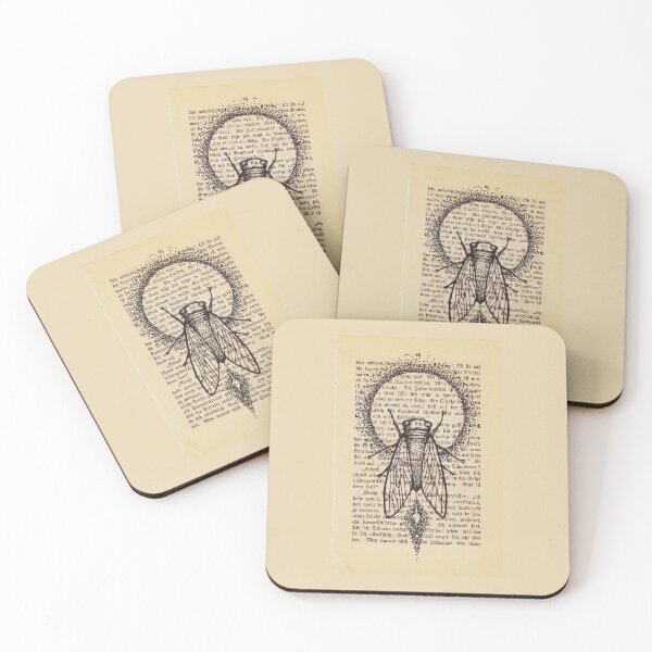 Item preview, Sun Cicada on a vintage page art designed and sold by Julianum.