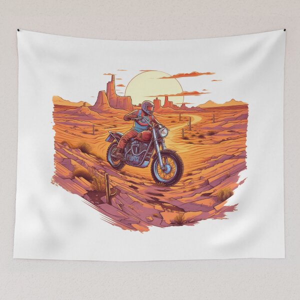 Item preview, Desert Sunset Ride: Retro Motorcycle T-Shirt Design designed and sold by SynthPrint.