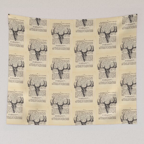Item preview, Deer skull on a vintage page art designed and sold by Julianum.