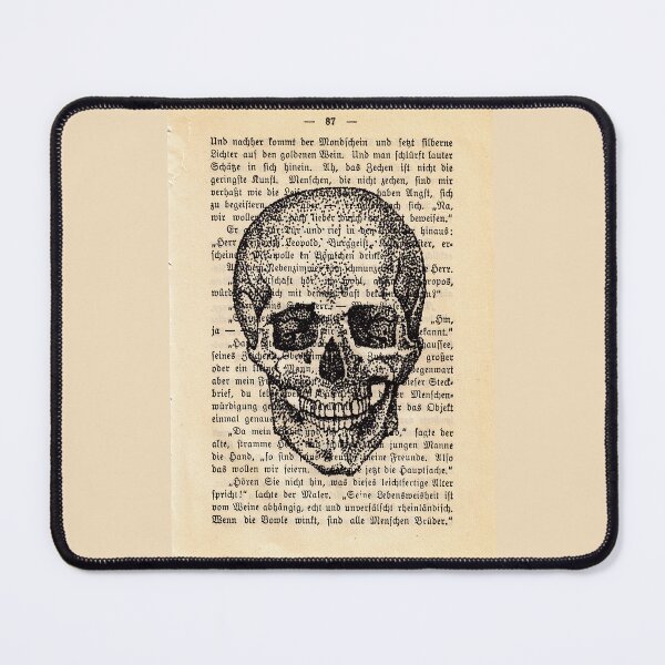 Item preview, Human skull on a vintage page art designed and sold by Julianum.