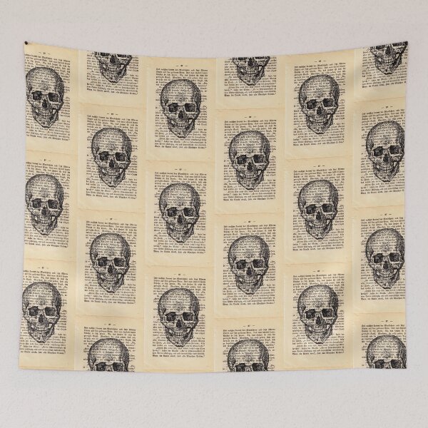 Item preview, Human skull on a vintage page art designed and sold by Julianum.