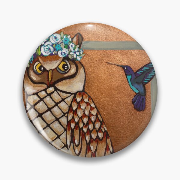 Item preview, Owl on Copper with Hummingbird; Love Your Neighbor designed and sold by CindyGrosch.