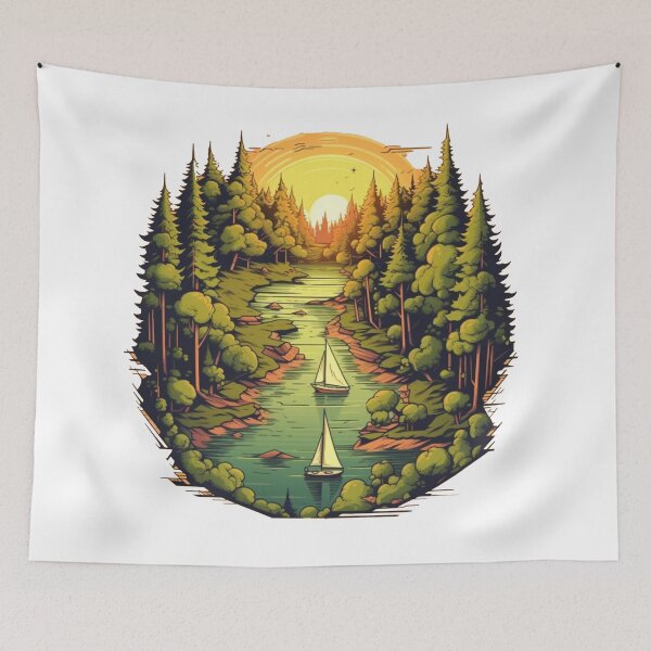 Item preview, Sunset River Encounter: Pixelart Sailboats designed and sold by SynthPrint.
