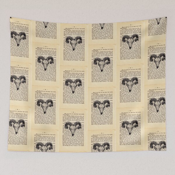 Item preview, Ram skull on a vintage page art designed and sold by Julianum.