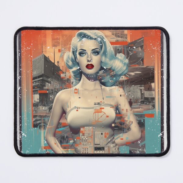 Item preview, Retro woman with glitch art elements designed and sold by miss-keysmash.