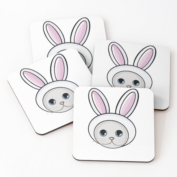 Item preview, White Bunny Cat Sticker - Cats in Hats designed and sold by N9Livez.