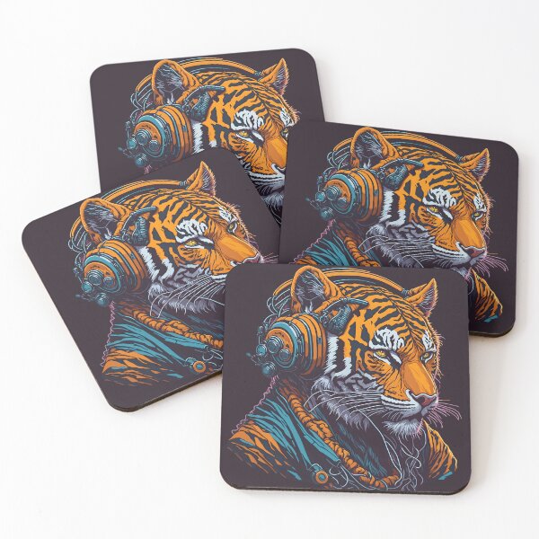 Item preview, Majestic Anthropomorphic Pilot Bengal Tiger with Headphones Street Art Graffiti for Music Lover  designed and sold by Cawaiico.
