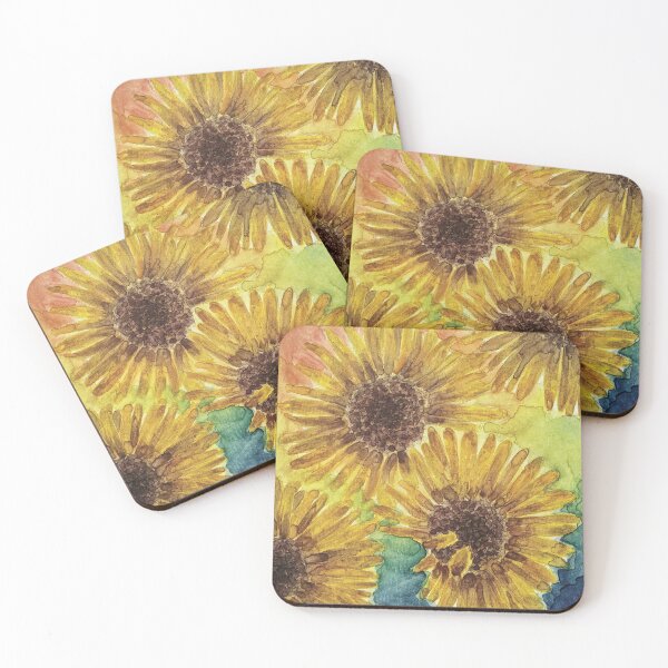 Item preview, Watercolor Sunflowers on Rainbow Background designed and sold by SavannahLilyDesigns.
