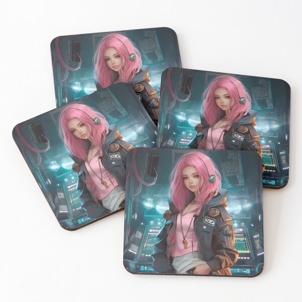Item preview, Enchanting Cyberpunk Anime Girl - Pink Hair, Fantasy Art by Nagasawa Rosetsu designed and sold by CinEmmaDesign.