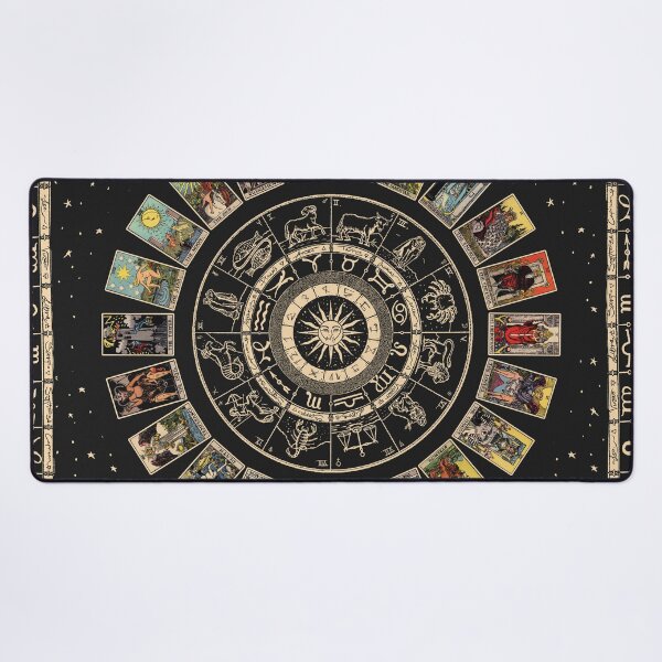 Aperçu de l'œuvre Roue du Zodiaque, Carte Astrologique et Tarot des Arcanes Majeurs créée et vendue par wildtribe.