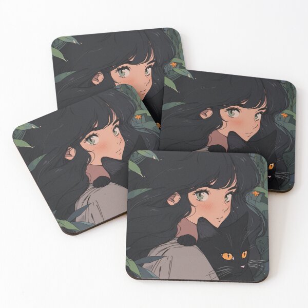 Item preview, Anime scene A girl in the jungle with a black cat designed and sold by dlwryu.