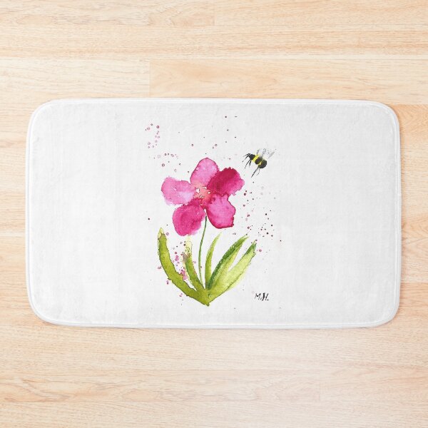 Item preview, Pink flower watecolor bumblebee summer garden designed and sold by ermintingscrain.