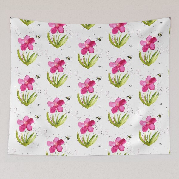 Item preview, Pink flower watecolor bumblebee summer garden designed and sold by ermintingscrain.