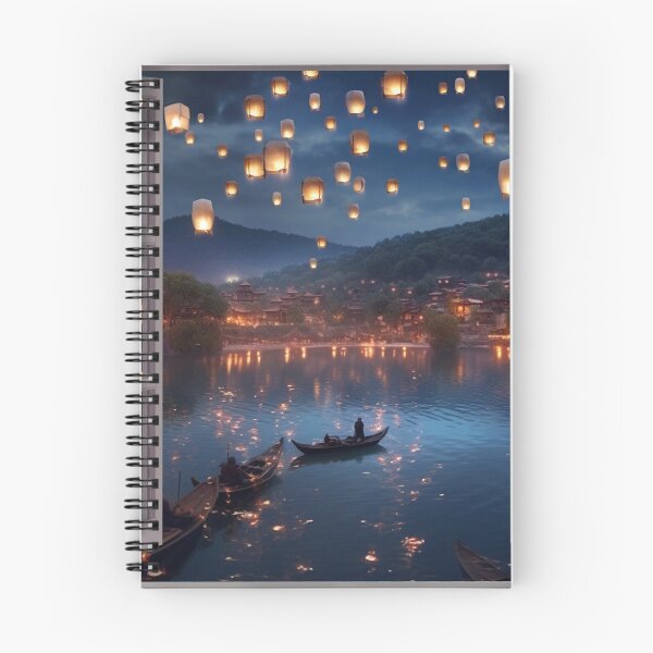 Item preview, Window view of lake with lanterns and boat in lake designed and sold by zand-n-zive.