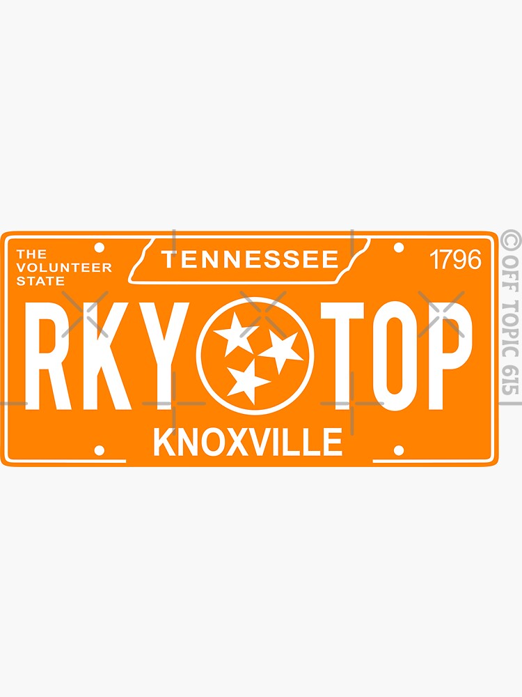 "Rocky Top Knoxville, Tn License Plate" Sticker for Sale by